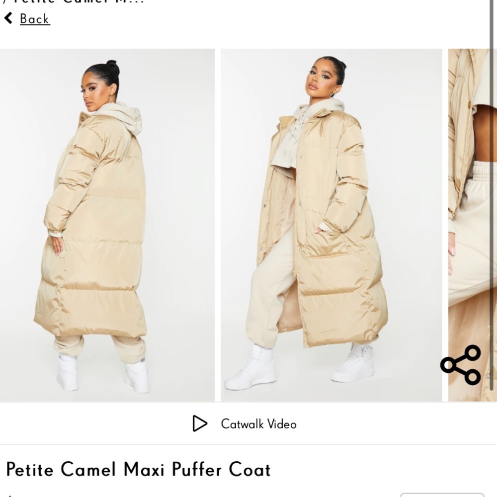 Pretty little thing tan puffer coat